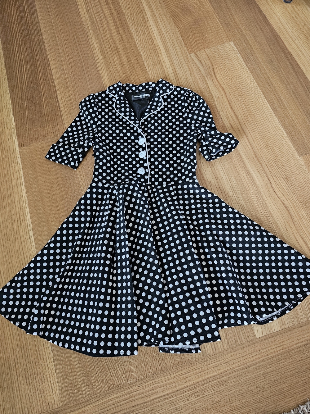 1950s Black and White Polka Dot Twirl Dress